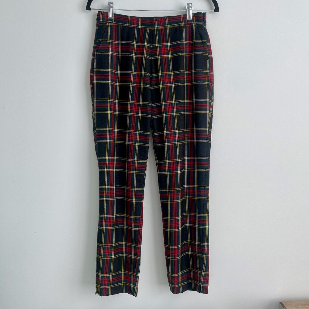 J.Crew Plaid Straight Leg Wool Blend Pants Size 2